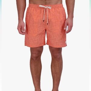 Eddie Bauer Men's Swim Trunks XXL Dusty Coral Fish Print.
